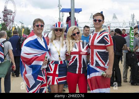 Jeux Olympiques de Londres 2012 - 05/08/12 fans de sports britanniques photographiés aux Jeux Olympiques ce week-end Banque D'Images