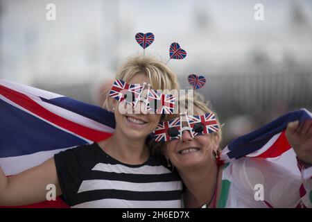 Jeux Olympiques de Londres 2012 - 05/08/12 fans de sports britanniques photographiés aux Jeux Olympiques ce week-end Banque D'Images