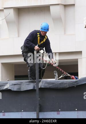 Les préparatifs commencent mercredi prochain pour les funérailles de la baronne Thatcher à la cathédrale Saint-Paul de Londres Banque D'Images