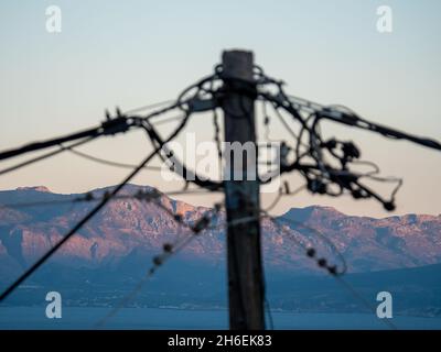 Power Pole sur l'île de Crète, Grèce Banque D'Images