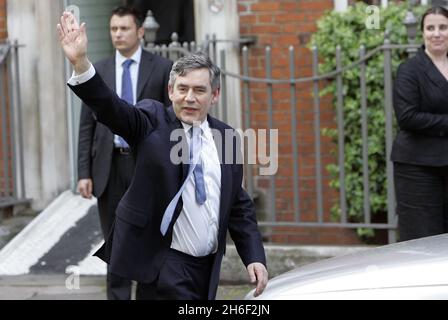 Gordon Brown photographié aujourd'hui à l'imagination Gallery de Londres après avoir annoncé sa candidature pour occuper le poste de prochain Premier ministre britannique et chef du Parti travailliste, le 11 mai 2007. Banque D'Images