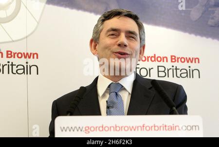 Gordon Brown photographié aujourd'hui à l'imagination Gallery de Londres après avoir annoncé sa candidature pour occuper le poste de prochain Premier ministre britannique et chef du Parti travailliste, le 11 mai 2007. Banque D'Images