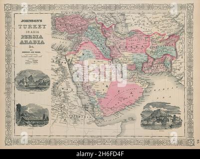 Johnson's Turkey in Asia, Perse, Arabia, etcMoyen-Orient 1865 ancienne carte Banque D'Images