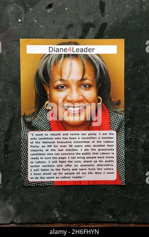 Le scrutin s'ouvre demain à l'élection à la direction du Parti travailliste (lundi 16 août) la photo montre: La brochure de campagne pour la candidate Diane Abbott Banque D'Images