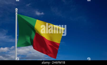 Drapeau national de la République du Bénin, agitant dans le vent.Rendu 3d, CGI Banque D'Images