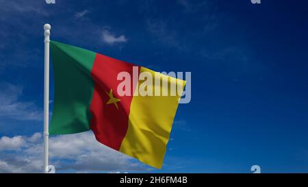 Drapeau national de la République du Cameroun, agitant dans le vent.Rendu 3d, CGI Banque D'Images