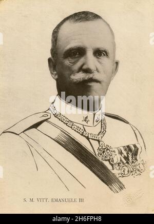 Photomontage de sa Majesté Vittorio Emanuele III Roi d'Italie, années 1920 Banque D'Images