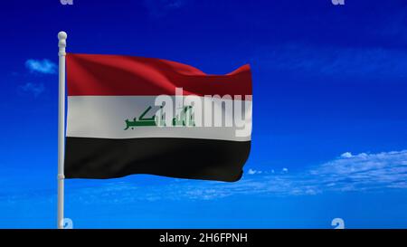 Drapeau national de la République d'Iraq, agitant dans le vent.Rendu 3d, CGI Banque D'Images