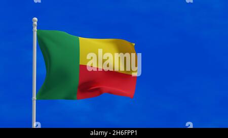 Drapeau national de la République du Bénin, agitant dans le vent.Rendu 3d, CGI Banque D'Images
