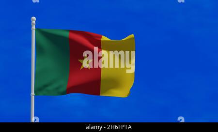 Drapeau national de la République du Cameroun, agitant dans le vent.Rendu 3d, CGI Banque D'Images