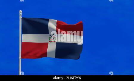 Drapeau national de la République dominicaine, agitant dans le vent.Rendu 3d, CGI Banque D'Images