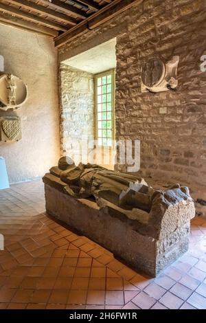 Carcassonne, France - 02.07.2021 : détail intérieur des sculptures historiques à l'intérieur de la forteresse de Carcassonne.Photo de haute qualité Banque D'Images