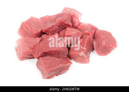 Morceaux de viande sur fond blanc.Prise de vue en studio Banque D'Images
