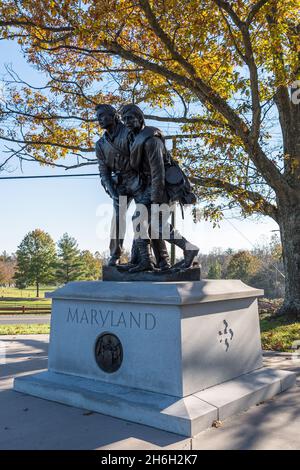 Le monument de l'État du Maryland au parc militaire national de Gettysburg à Gettysburg, Pennsylvanie, États-Unis Banque D'Images