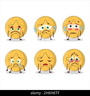 Personnage de dessin animé d'étoile de bonbon de Dalgona avec une triste expression.Illustration vectorielle Illustration de Vecteur