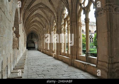 Le monastère de Santa María de Santas Cruces est situé dans la zone municipale d'Aiguamurcia, sur la commune de Santes Creus, dans la province de Tarragone, Banque D'Images