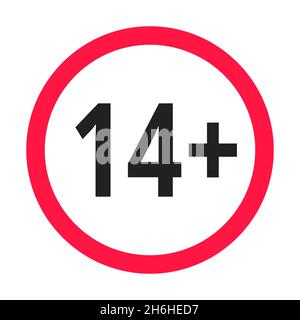 Plus de 14 ans plus l'icône ronde interdite signe illustration vectorielle. Illustration de Vecteur