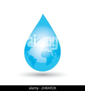 Concept de globe terrestre de goutte d'eau au format vectoriel Illustration de Vecteur