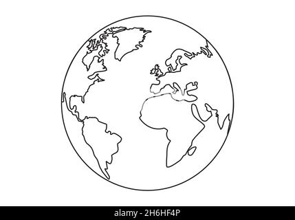 Globe terrestre ligne simple continue au format vectoriel Illustration de Vecteur