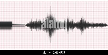 Gros plan d'une machine de sismographe sismique au format vectoriel Illustration de Vecteur