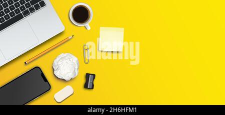 Espace de travail maquette de bureau, conception réaliste, sur fond gris, au format vectoriel Illustration de Vecteur