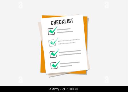 Liste de contrôle, tâches complètes, liste des tâches, concepts d'examen. Qualité supérieure. Éléments graphiques plats modernes. Banque D'Images