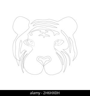 Silhouette de tigre en continu style de dessin d'une ligne symbole de 2022 ans.Logo du tigre.Illustration vectorielle isolée sur blanc Illustration de Vecteur
