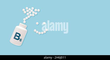 Vitamine B6 et suppléments pour la santé humaine.Le médecin recommande de prendre de la vitamine B6. Le médecin parle des avantages de la vitamine B6.Vitamines essentielles et mi Banque D'Images