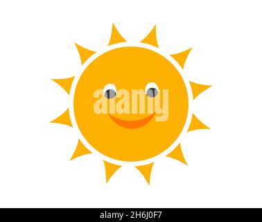 Soleil d'été chaud, vue vers le bas.Soleil mignon avec les yeux et le sourire.Illustration vectorielle. Illustration de Vecteur