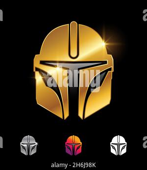 Un jeu d'illustrations vectorielles de Gold Star Wars Helmet Illustration de Vecteur