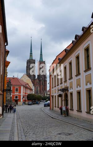 Wroclaw, Pologne - 17 septembre 2021 : vue sur la cathédrale dans le centre-ville historique de Wroclaw Banque D'Images