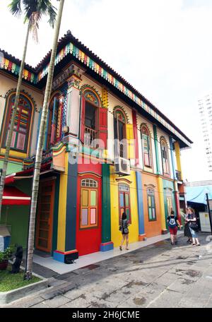 La villa chinoise historique Tan Teng Niah construite en 1900 et située à Little India sur Curbau Road, Singapour. Banque D'Images