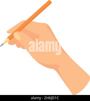 La main écrit au crayon.L'artiste dessine un croquis vintage, une illustration vectorielle de dessin animé isolée sur fond blanc Illustration de Vecteur
