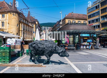 Vieille ville de Neuchâtel, Suisse, Europe Banque D'Images