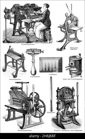 Reliure de livre historique, 19e siècle Banque D'Images