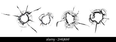 Fissures dans le verre sur fond blanc.Arrière-plan abstrait.Collecte des fissures. Banque D'Images