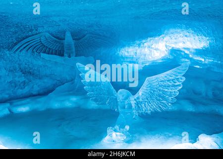 Sculptures de glace dans le paradis des Glaciers, petit paradis, Zermatt, Valais, Suisse,Europe Banque D'Images