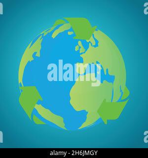 Panneau de recyclage autour du globe terrestre, vecteur conceptuel Illustration de Vecteur