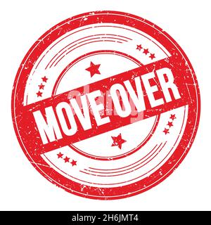 PASSEZ LE CURSEUR SUR le texte de l'estampille de texture grungy ronde rouge. Banque D'Images