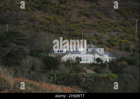 La maison reculée de la chanteuse Kate Bush sur la côte sud du Devon. Banque D'Images