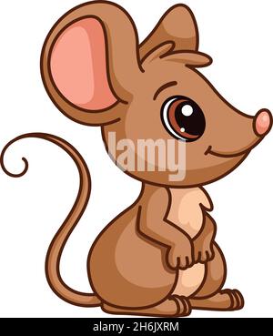 Souris mignonne.Personnage de dessin animé rat.Animal souriant Illustration de Vecteur