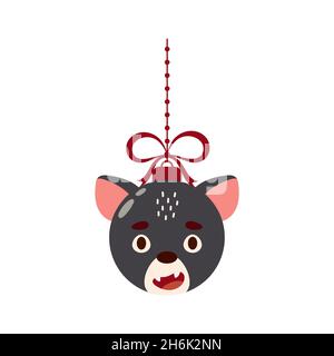 Joyeux Noël et bal du nouvel an avec un adorable diable tasmanie.Bande dessinée hiver vacances baud animal.Illustration du stock vectoriel Illustration de Vecteur