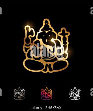 Un ensemble d'illustrations vectorielles de Ganesha Golden Vector Sign Illustration de Vecteur