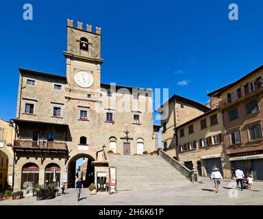 Cortona Arezzo Toscane Italie.Palazzo del Popolo sur la Piazza della Repubblica Banque D'Images