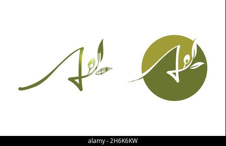 Un ensemble d'illustrations vectorielles de Monogramme olive lettre de logo A Illustration de Vecteur