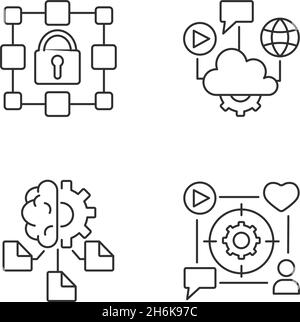 Jeu d'icônes linéaires d'inclusion numérique Illustration de Vecteur