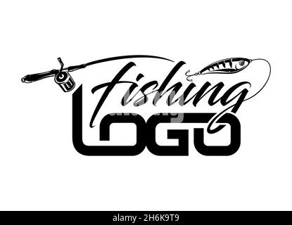 Illustration vectorielle de Fishing Wordmark logo Vector Sign Illustration de Vecteur