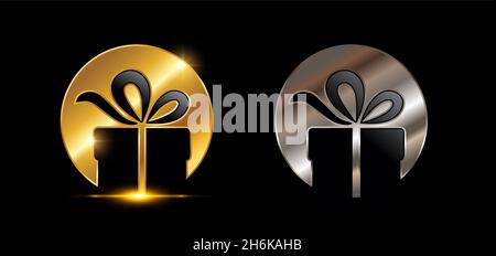 Un ensemble d'illustrations vectorielles de Golden et Silver surprise Box Vector Sign Illustration de Vecteur