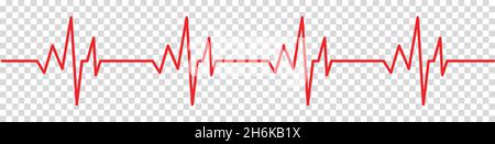 Modèle de vecteur de ligne d'impulsion.Pouls cardiaque, une ligne, cardiogramme, battement de coeur.Illustration vectorielle isolée sur fond transparent Illustration de Vecteur