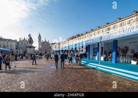 Le village des fans de la place Piazza San Carlo accueille le tournoi de finale de Nitto ATP à Turin .Turin, Italie - novembre 16 , 2021. Banque D'Images